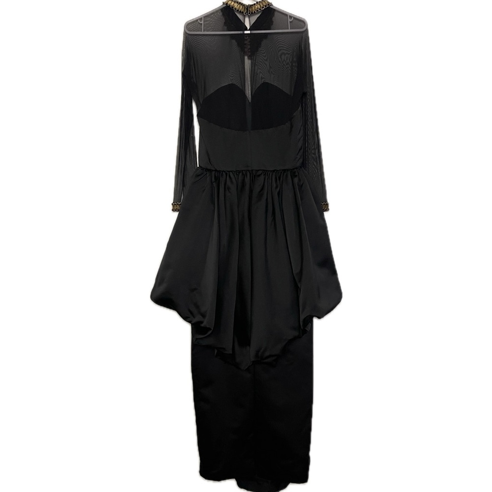 YT by Travilla 1980s Vintage Mesh & Beaded Neckline Gown in Black *AS IS - Picture 4 of 11
